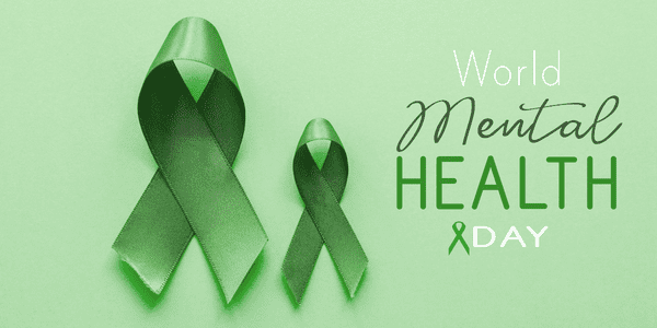 Green ribbons signifying world mental health day